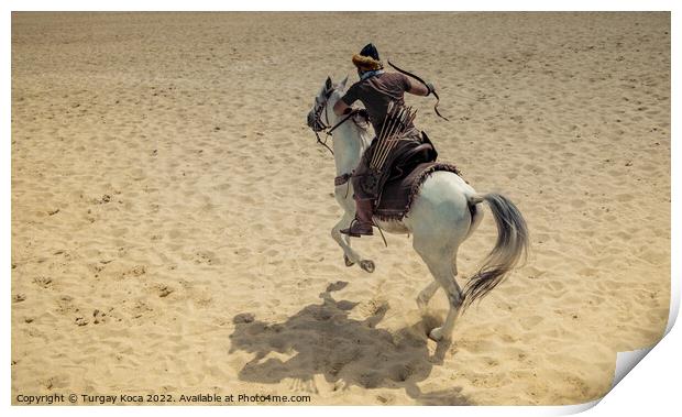 Ottoman horseman  archer riding and shooting  Print by Turgay Koca