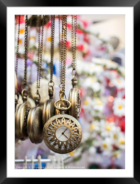 Set of pocket watches hanging Framed Mounted Print by Turgay Koca