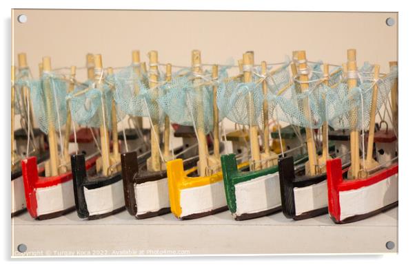 Set of little colorful model boats Acrylic by Turgay Koca