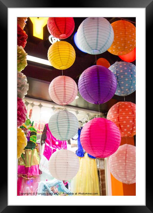 Colorful paper lantern outdoor in a marketplace Framed Mounted Print by Turgay Koca