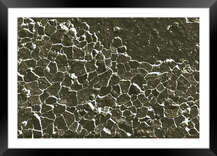 Crack concrete textured as abstract grunge background Framed Mounted Print by Turgay Koca