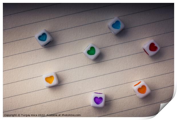 Colorful cubes with a heart  on paper Print by Turgay Koca