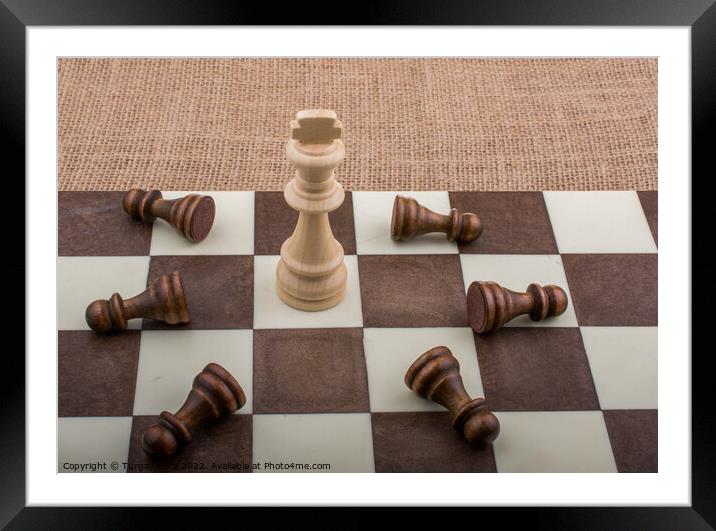 Chess board with chess pieces  Framed Mounted Print by Turgay Koca