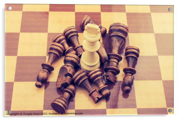 Chess board with chess pieces  Acrylic by Turgay Koca
