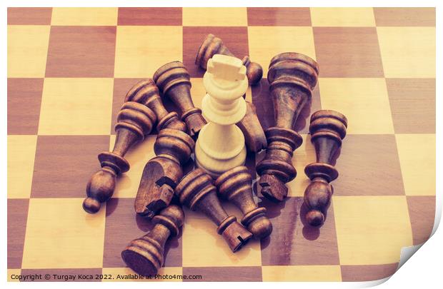 Chess board with chess pieces  Print by Turgay Koca