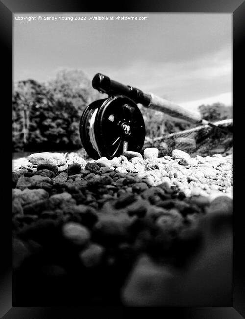 Fishing reel on the Tay Framed Print by Sandy Young