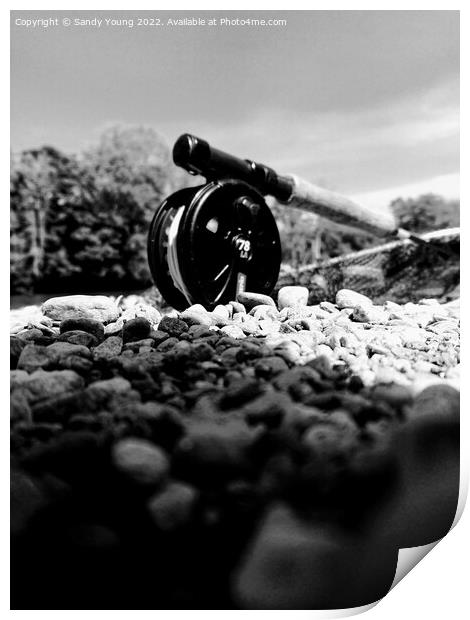 Fishing reel on the Tay Print by Sandy Young
