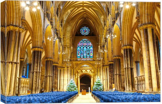 Lincoln Cathedral Interior  Canvas Print by Alison Chambers