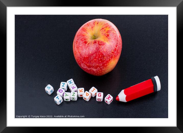 Back to school theme with an apple Framed Mounted Print by Turgay Koca