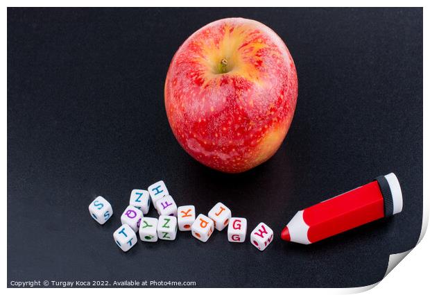 Back to school theme with an apple Print by Turgay Koca