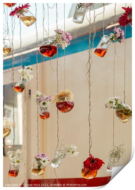 Herbal tea bottles hanging on strings Print by Turgay Koca