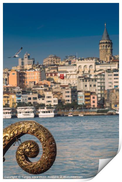 View of the Galata Tower from the Golden Horn  Print by Turgay Koca