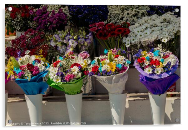 Beautiful flowers of various types  Acrylic by Turgay Koca