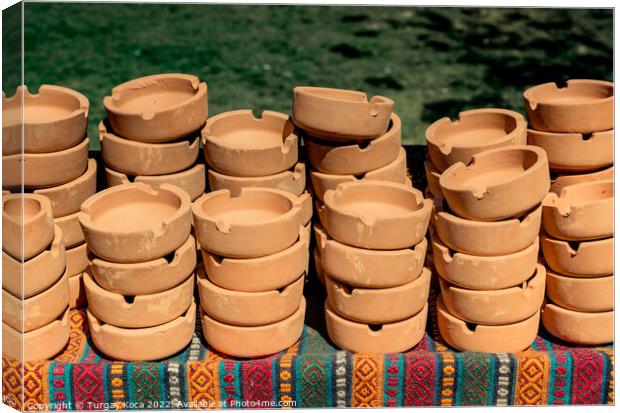 Set of brown ceramic ashtrays Canvas Print by Turgay Koca