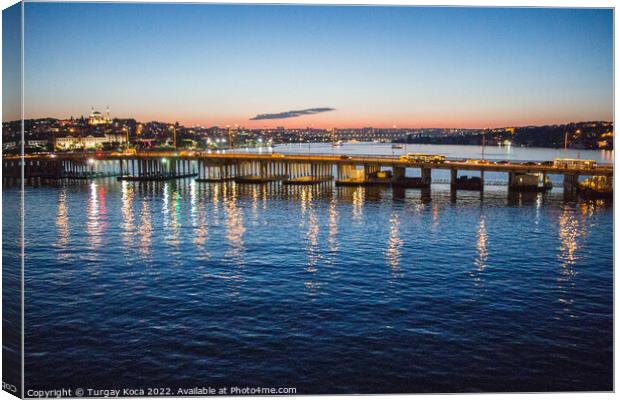 Ataturk bridge on Golden Horn at night Canvas Print by Turgay Koca