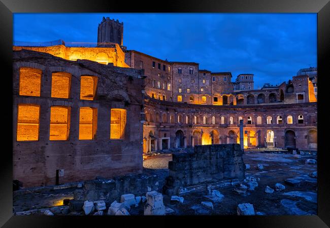 Trajan Market at Night in Rome Framed Print by Artur Bogacki