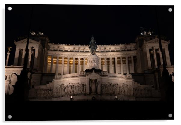 Altar of the Fatherland In Rome At Night Acrylic by Artur Bogacki