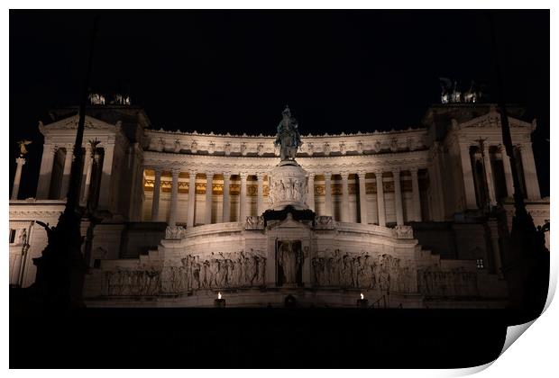 Altar of the Fatherland In Rome At Night Print by Artur Bogacki