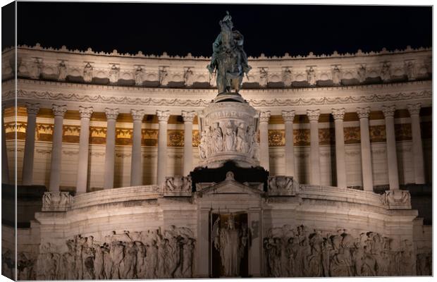 Altar of the Fatherland In Rome By Night Canvas Print by Artur Bogacki