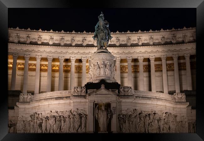 Altar of the Fatherland In Rome By Night Framed Print by Artur Bogacki