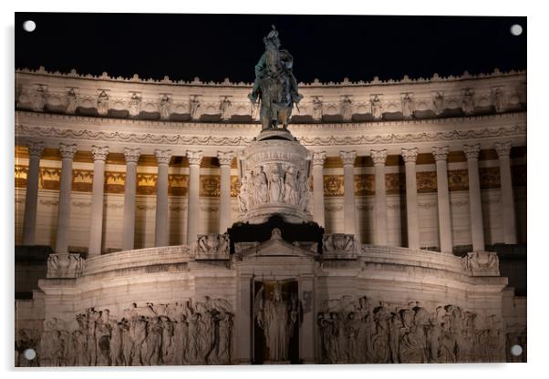 Altar of the Fatherland In Rome By Night Acrylic by Artur Bogacki
