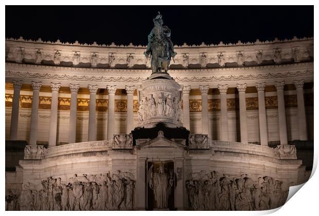 Altar of the Fatherland In Rome By Night Print by Artur Bogacki