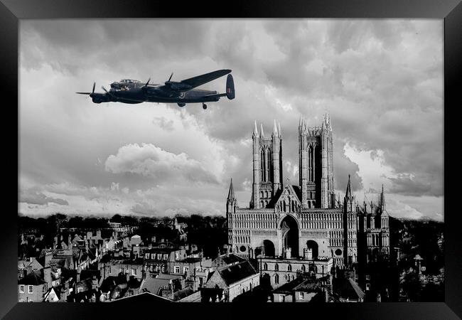 Lancaster Bomber and Lincoln Cathedral Framed Print by J Biggadike
