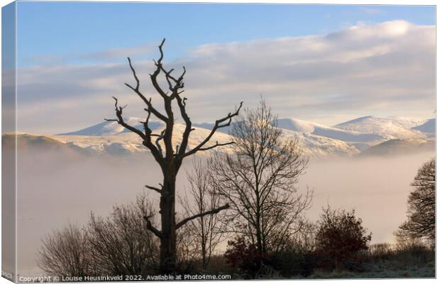 Snow covered mountains of the Northern Lake District, Cumbria Canvas Print by Louise Heusinkveld