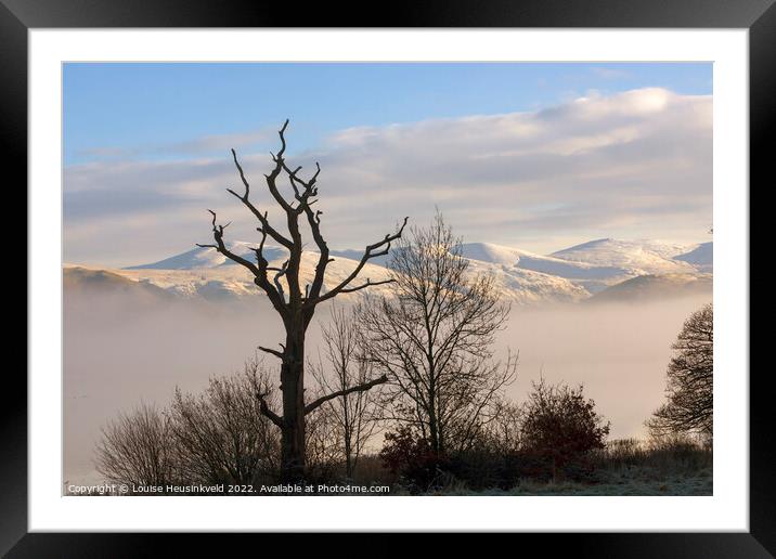 Snow covered mountains of the Northern Lake District, Cumbria Framed Mounted Print by Louise Heusinkveld