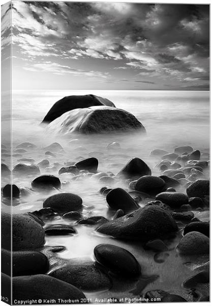 Alnmouth Beach Rocks bw Canvas Print by Keith Thorburn EFIAP/b