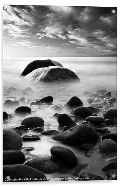 Alnmouth Beach Rocks bw Acrylic by Keith Thorburn EFIAP/b