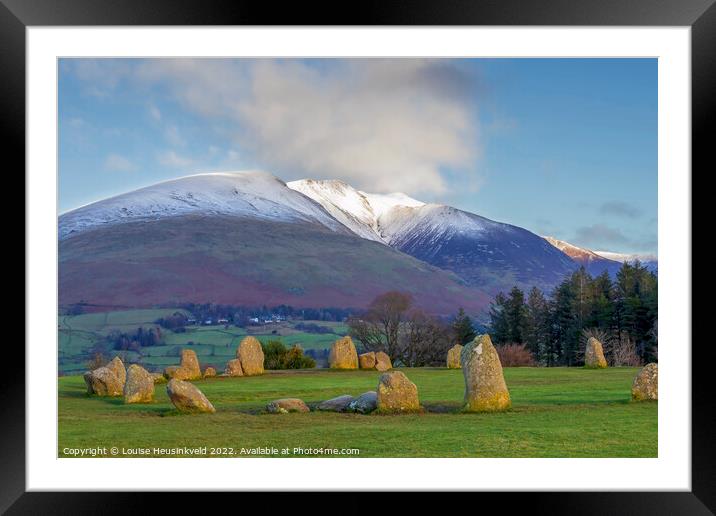 Blencathra and Castlerigg Stone Circle, Lake District, Cumbria Framed Mounted Print by Louise Heusinkveld