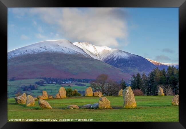 Blencathra and Castlerigg Stone Circle, Lake District, Cumbria Framed Print by Louise Heusinkveld