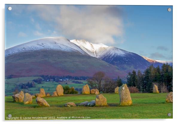 Blencathra and Castlerigg Stone Circle, Lake District, Cumbria Acrylic by Louise Heusinkveld