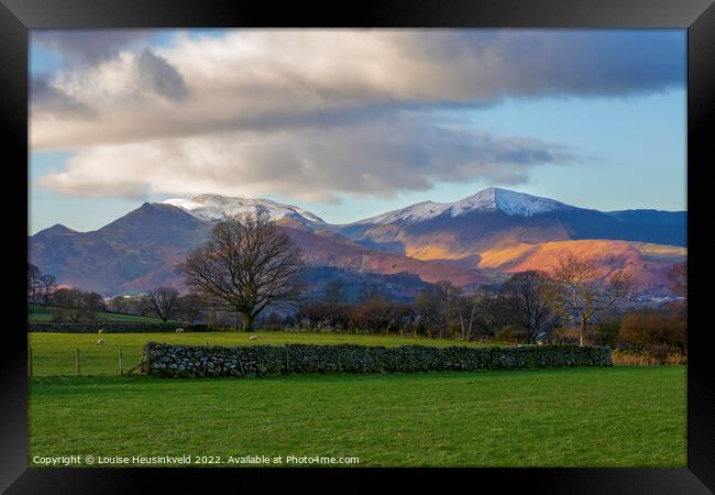 Catbells and the Derwent Fells from Castlerigg, Lake District, Cumbria Framed Print by Louise Heusinkveld