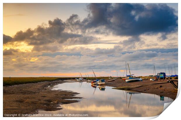 Evening Light over the River Glaven at Blakeney, N Print by Graham Prentice