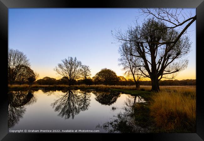 Richmond Park Sunrise Over White Ash Pond Framed Print by Graham Prentice