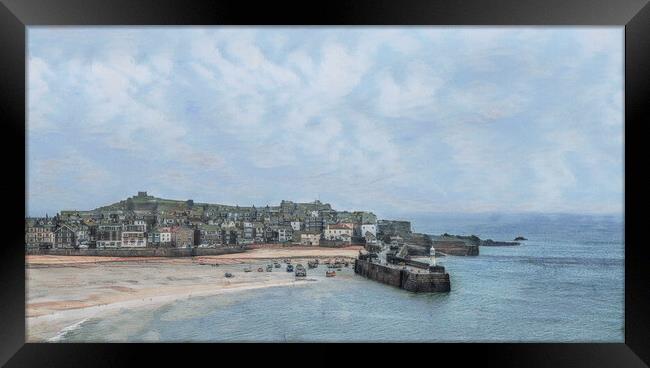 St Ives ,Cornwall watercolour Framed Print by kathy white