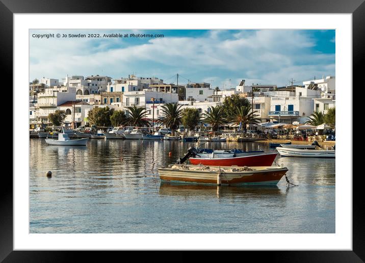 Serifos Port Framed Mounted Print by Jo Sowden