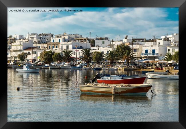 Serifos Port Framed Print by Jo Sowden