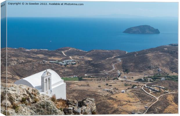 View from the Chora, Serifos Canvas Print by Jo Sowden