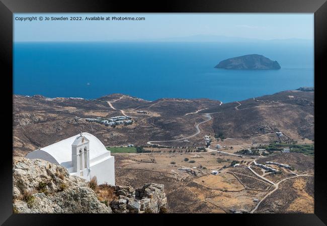 View from the Chora, Serifos Framed Print by Jo Sowden