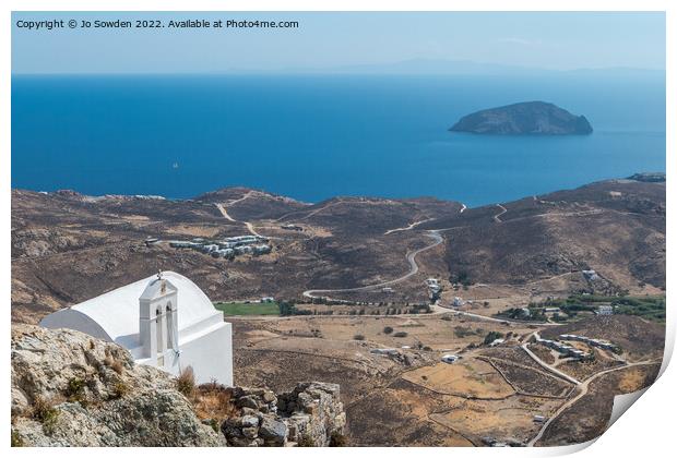 View from the Chora, Serifos Print by Jo Sowden