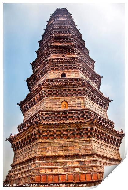 Ancient Iron Buddhist Pagoda Kaifeng Henan China Print by William Perry