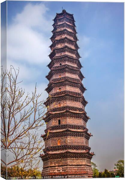 Ancient Iron Buddhist Pagoda Kaifeng Henan China Canvas Print by William Perry