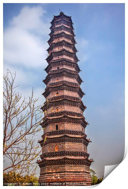 Ancient Iron Buddhist Pagoda Kaifeng Henan China Print by William Perry