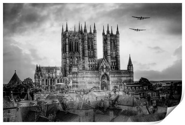 Lancasters and Lincoln Cathedral Monochrome  Print by J Biggadike