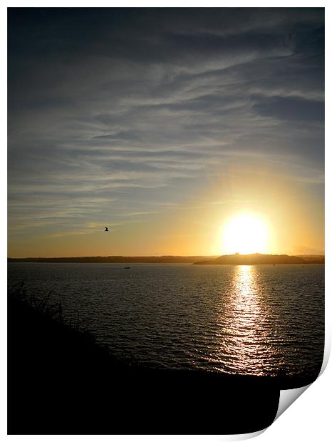 Falmouth sunset Print by Heather Newton
