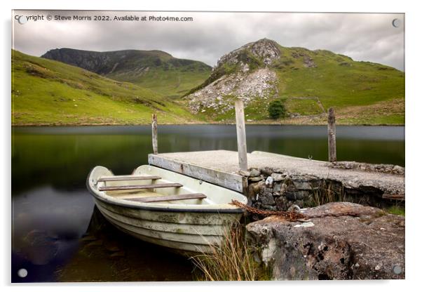 Llyn Dywarchen Rowing Boat Acrylic by Steve Morris