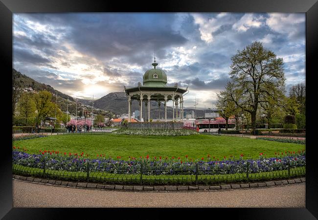 Bergen Norway bandstand Framed Print by kathy white